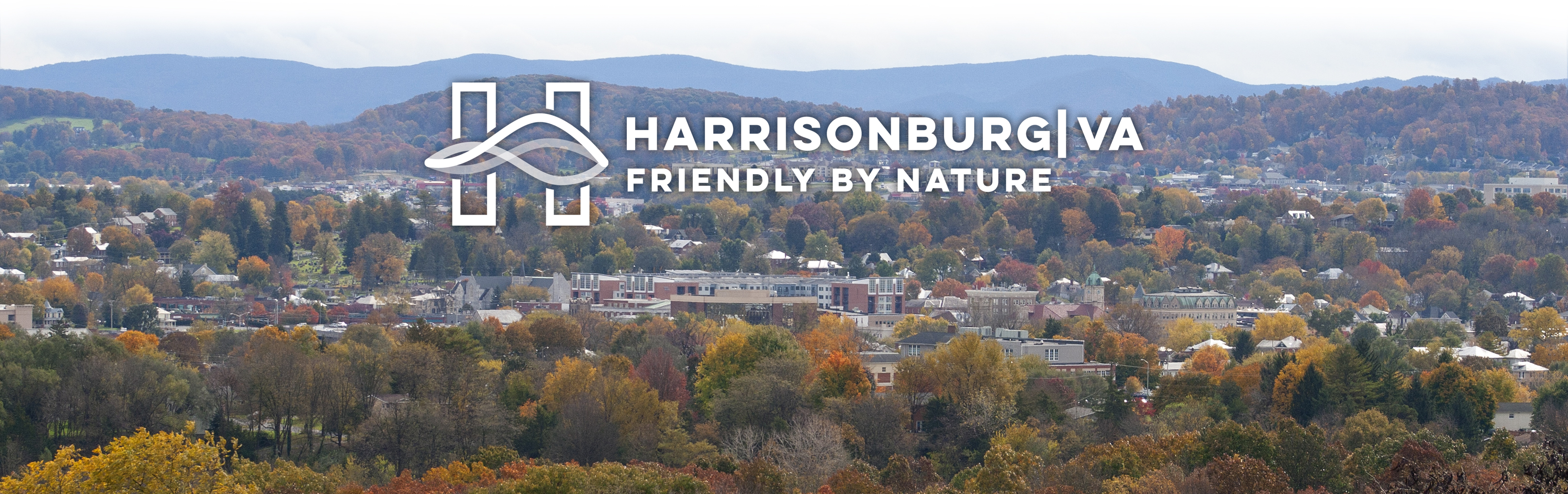 Harrisonburg landscape with text Harrisonburg VA Friendly by Nature