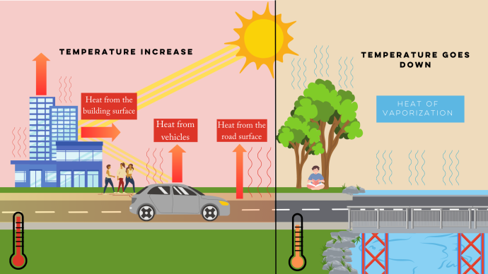 Urban heat island graphic